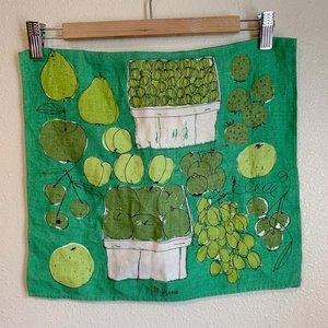 Vtg Vera Neumann Green MCM Linen Kitchen Towel